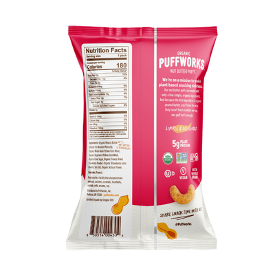 Organic Strawberry PB&J Peanut Butter Puffs - (6 pack of 1.2 oz bags)