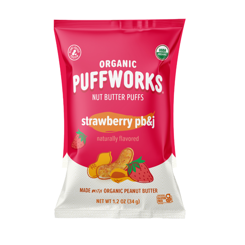 Organic Strawberry PB&J Peanut Butter Puffs - (6 pack of 1.2 oz bags)