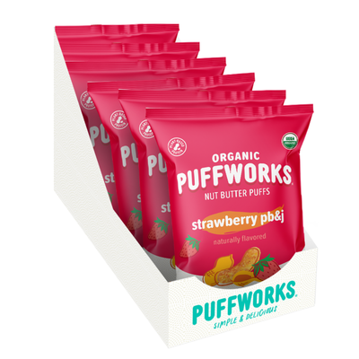 Organic Strawberry PB&J Peanut Butter Puffs - (6 pack of 1.2 oz bags)