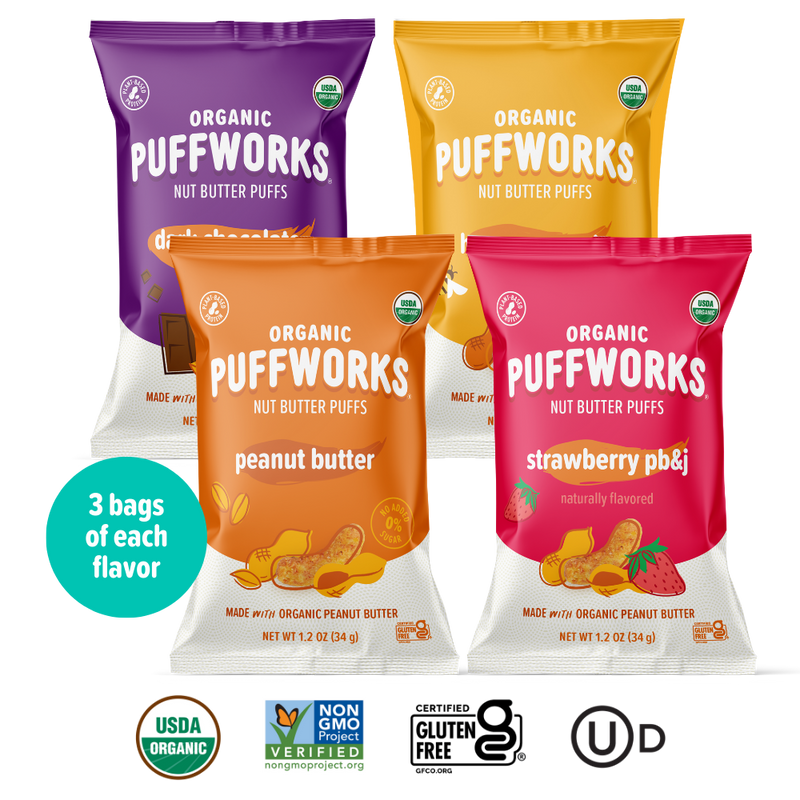 Puffworks Four Flavor Variety Pack - (12 pack of 1.2 oz bags)