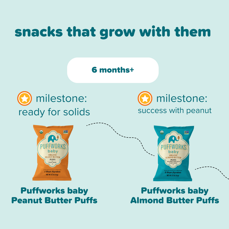 Puffworks baby Puffs Variety Pack: Peanut Butter and Almond Butter Puffs  (12-pack of .5oz bags)