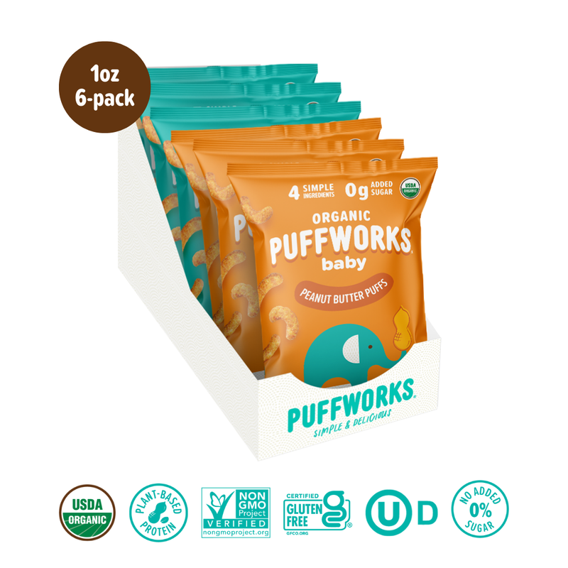TARGET Puffworks baby Puffs Variety Pack: Peanut Butter and Almond Butter Puffs  (6-pack of 1oz bags)