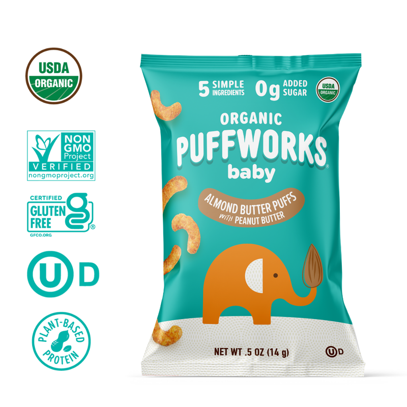 Puffworks baby Puffs Variety Pack: Peanut Butter and Almond Butter Puffs  (12-pack of .5oz bags)