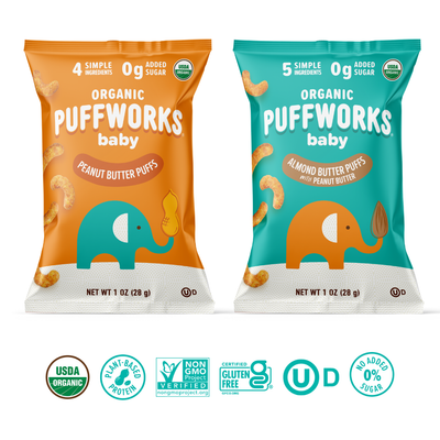 TARGET Puffworks baby Puffs Variety Pack: Peanut Butter and Almond Butter Puffs  (6-pack of 1oz bags)