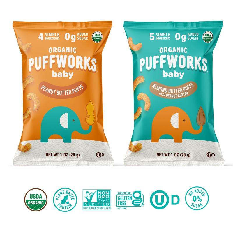 TARGET Puffworks baby Puffs Variety Pack: Peanut Butter and Almond Butter Puffs  (6-pack of 1oz bags)