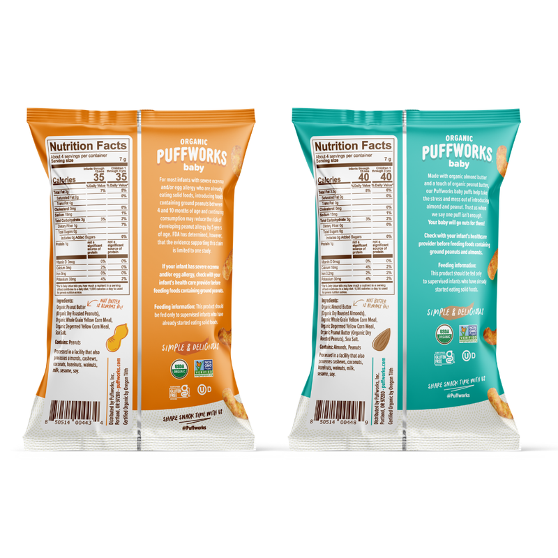 TARGET Puffworks baby Puffs Variety Pack: Peanut Butter and Almond Butter Puffs  (6-pack of 1oz bags)