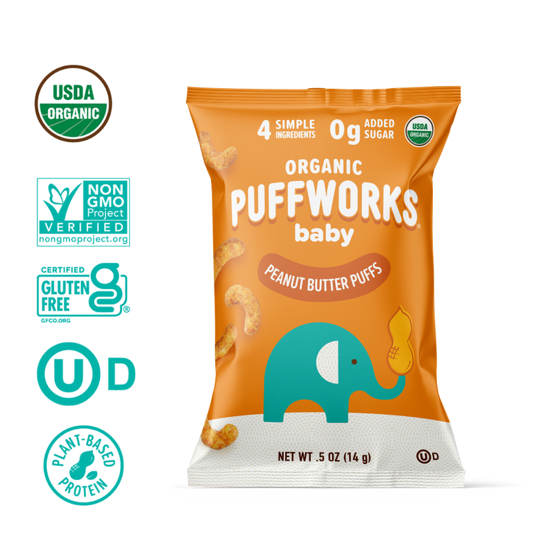 Puffworks baby Puffs Variety Pack: Peanut Butter and Almond Butter Puffs  (12-pack of .5oz bags)