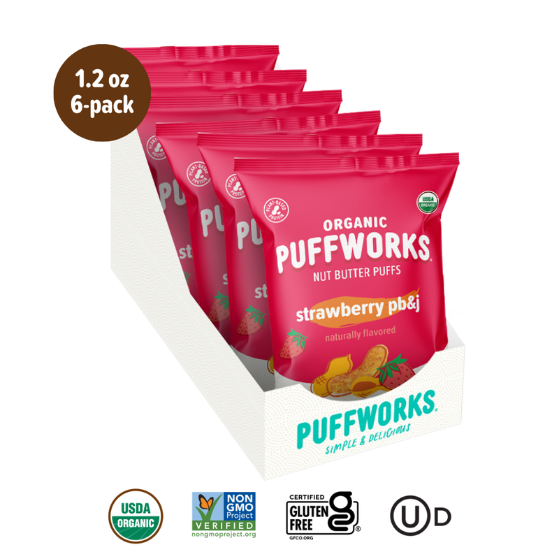 TARGET Puffworks Organic Strawberry PB&J Peanut Butter Puffs (6-pack of 1.2oz bags)
