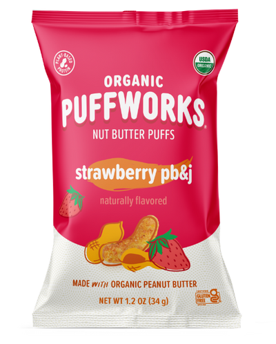 1.2 oz Organic Puffworks Nut Butter Puffs, Strawberry pb&j