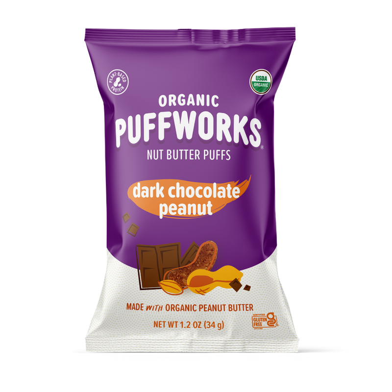 Organic Dark Chocolate Peanut Butter Puffs - 1.2 oz bags, 12-pack