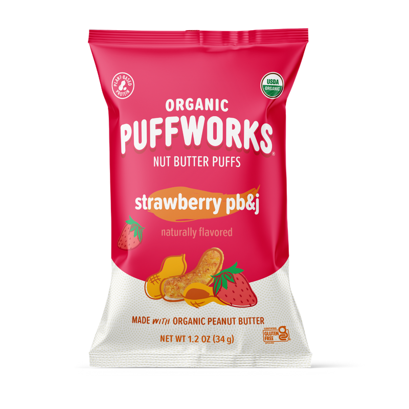 Organic Strawberry PB&J Peanut Butter Puffs - (6 pack of 1.2 oz bags)