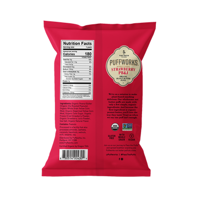Organic Strawberry PB&J Peanut Butter Puffs - (6 pack of 1.2 oz bags)